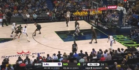 气势如虹！浓眉篮下强打 詹姆斯5助攻湖人开场5投5中11-4打停鹈鹕