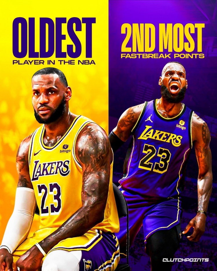 最老球员詹姆斯本赛季快攻得分全联盟第二 仅次于字母哥！